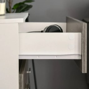 Cómoda com 4 Gavetas Moderna para Dormitório Corredor Sala de Estar 76x35x72 cm Cinzento e Branco