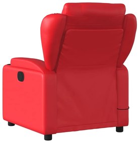 Poltrona de massagens reclinável couro artificial vermelho