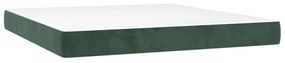 Cama box spring c/ colchão/LED 180x200 cm veludo verde-escuro