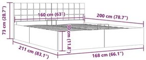 Cama Hidráulica Karen com Arrumação - 160x200cm - Em Tecido Cinza-Acas