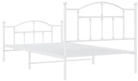 Estrutura de cama com cabeceira e pés 100x200 cm metal branco