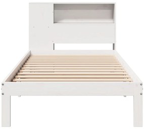 Cama com estante sem colchão 90x190 cm pinho maciço branco