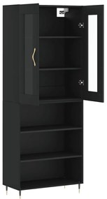 Armário alto 69,5x34x180 cm derivados de madeira preto