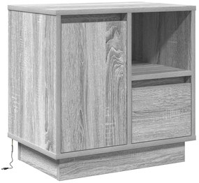 Criado-mudo  com LED Cinza Sonoma 50x34,5x50 cm
