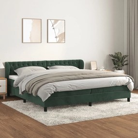 vidaXL Cama com molas/colchão 200x200 cm veludo verde-escuro