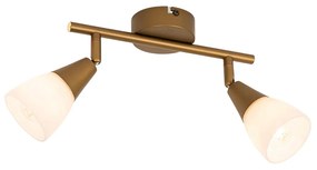 Candeeiro de teto clássico dourado com vidro fosco 2 luzes - Madi