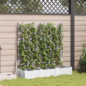 vidaXL Vaso de Jardim com Treliça 3 pcs Branco 120x40x125.5 cm
