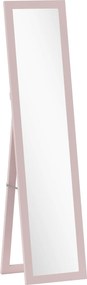 HOMCOM Espelho de Pé 37x155 cm Espelho de Corpo Inteiro Espelho de Parede Retangular com Estrutura de Madeira Rosa Claro | Aosom Portugal