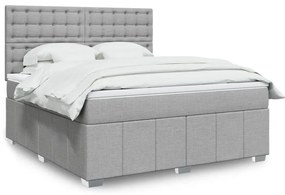 vidaXL Cama com molas/colchão 180x200 cm tecido cinzento-claro