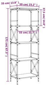 Estante c/ 5 prateleiras derivados de madeira carvalho castanho