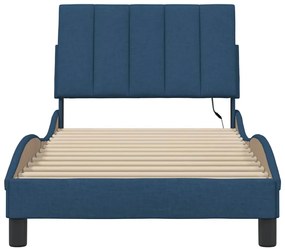 Estrutura de cama sem colchão 90x190 cm tecido azul