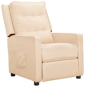 vidaXL Poltrona reclinável tecido cor creme