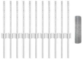 vidaXL Cerca e Poste Prateado 0,4 x 25 m Aço