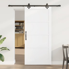 Porta Deslizante vidaXL com Conjunto de Ferragens Branco 93x202 cm Mad