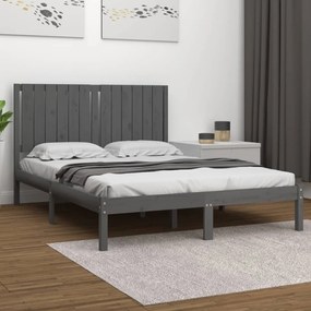 vidaXL Estrutura de cama 140x200 cm madeira de pinho maciça cinzento