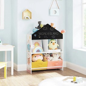 Estante infantil para quarto de criança 65 x 26,5 x 90 cm preto laranja e amarelo