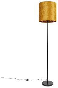 Candeeiro de pé clássico com cúpula preta e dourado 40 cm - Simplo Clássico / Antigo