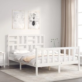 Estrutura de cama com cabeceira 120x200cm madeira maciça branco