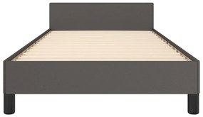 Estrutura cama c/ cabeceira 100x200cm couro artificial cinzento