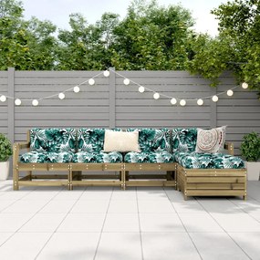 5 pcs conjunto de sofás para jardim madeira de pinho impregnada