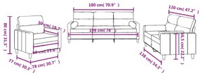 3 pcs conjunto de sofás com almofadas tecido cinzento-escuro