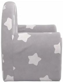 Sofá infantil c/ estrelas pelúcia macia cinzento-claro