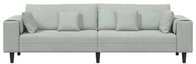 Sofá de Veludo com almofada com travesseiro Cinzento-claro 208 cm Velu