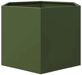 Vaso/floreira de jardim hexagonal 69x60x45cm aço verde azeitona