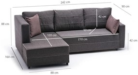Sofá-Cama de Canto Ece – Castanho – 242x88x90 cm