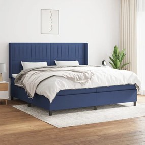vidaXL Cama com molas/colchão 200x200 cm tecido azul