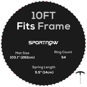 SPORTNOW Tapete de Substituição para Trampolim Redondo Ø262 cm Tapete