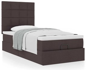 Cama otomana com colchão 90x200 cm tecido castanho escuro