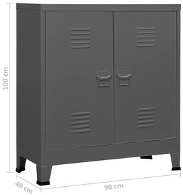 Aparador de arrumação industrial 90x40x100 cm aço antracite