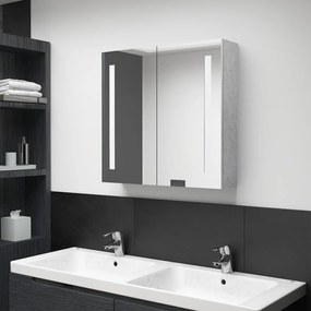326518 vidaXL Armário espelhado casa de banho LED 62x14x60cm cinzento cimento