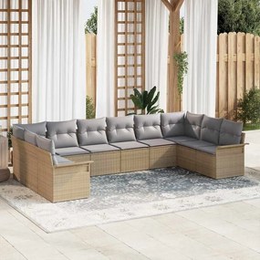 vidaXL Conjunto de Sofá de Jardim com Almofadas de Rattan Bege