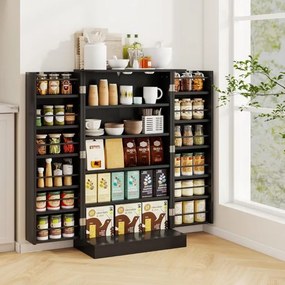 Armário despensa cozinha com 2 portas e prateleiras ajustáveis 59 x 30 x 104 cm Preto