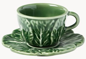 Hand-painted XS Cabbage Coffee Cups with Saucers, Set of 4