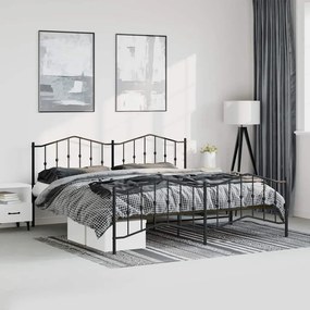 Estrutura de cama com cabeceira e pés 183x213 cm metal preto