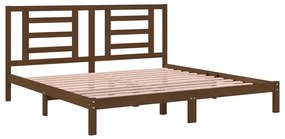 Estrutura de cama 200x200 cm pinho maciço castanho mel