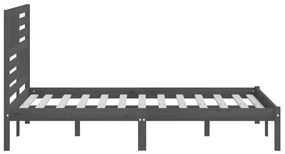 Estrutura de cama de casal 135x190 cm pinho maciço cinzento