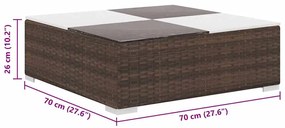 8 pcs conjunto lounge jardim c/ almofadões vime PE castanho