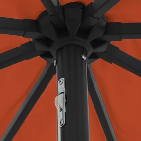 Parasol de Jardim vidaXL com Luzes LED ø395x245 cm Terracota