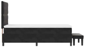 Cama Box Spring com Colchão e Banco Preto 90x190 cm Veludo