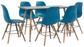 vidaXL 7 pcs conjunto de jantar plástico turquesa