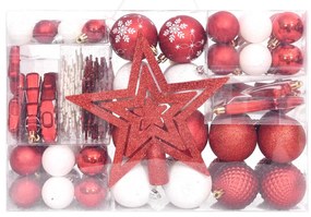 108 pcs conjunto de enfeites de Natal vermelho e branco