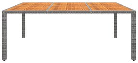 Mesa jardim 200x150x75 cm madeira de acácia e vime PE cinzento