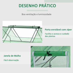 Estufa Pequena 180x140x80 cm para Cultivo com 2 Portas 2 Janelas Estrutura de Aço e Cobertura PE Anti-UV  Verde