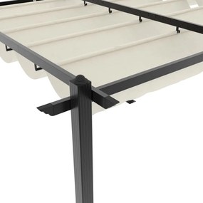 Gazebo de jardim com teto retrátil 3x6 m alumínio creme