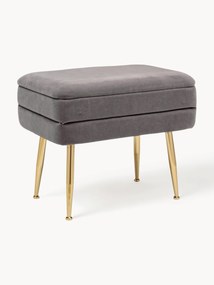 Banco estofado em veludo com arrumação Pavlina