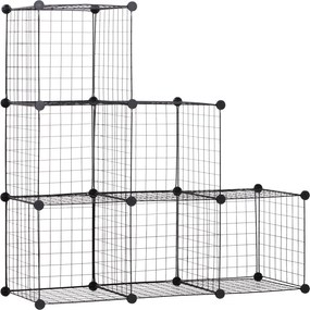 HOMCOM Estante de cubos metálica, armário de cubos ajustável para roupas, livros, brinquedos, flexível, 109L x 37B x 109H cm, preto | Aosom Portugal